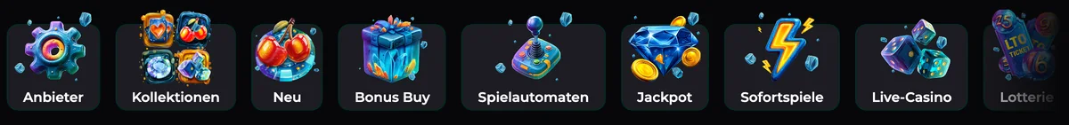 Lobby categories: providers, collections, Bonus Buy, jackpot, live casino.
